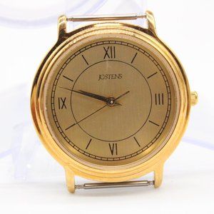 Vintage Jostens Watch Gold Tone Stainless Steel Roman Numbers Classic 90's